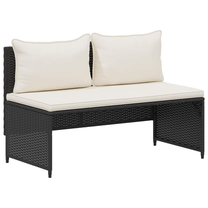 Utomhussoffset 4 pcs Svart och krämvit Poly Rattan och Akacia