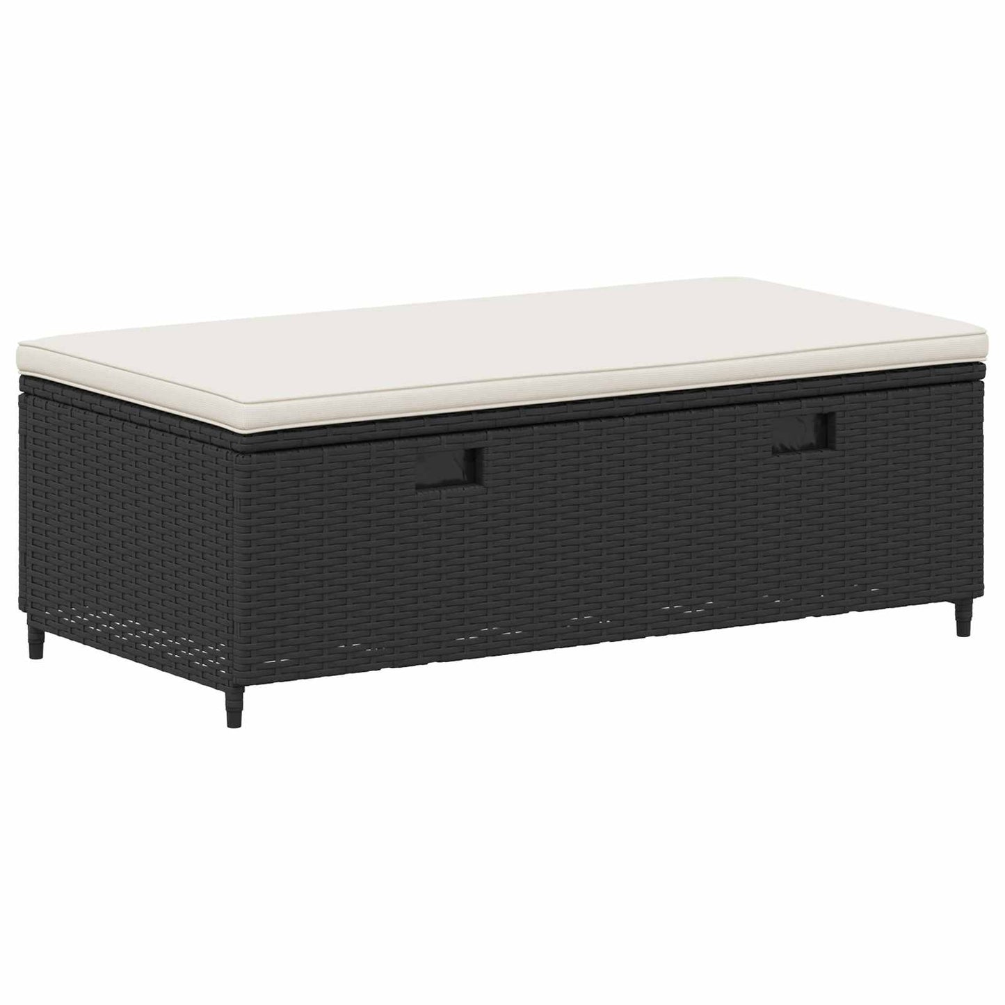Utomhussoffset 4 pcs Svart och krämvit Poly Rattan och Akacia