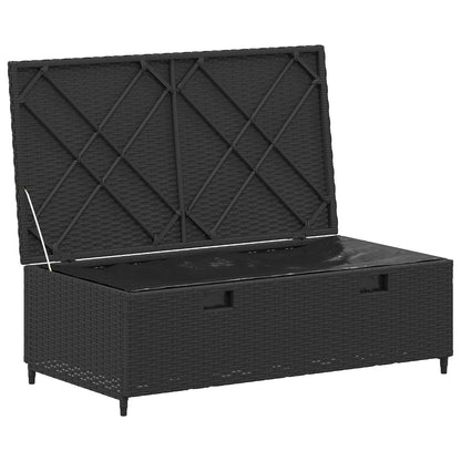 Utomhussoffset 4 pcs Svart och krämvit Poly Rattan och Akacia