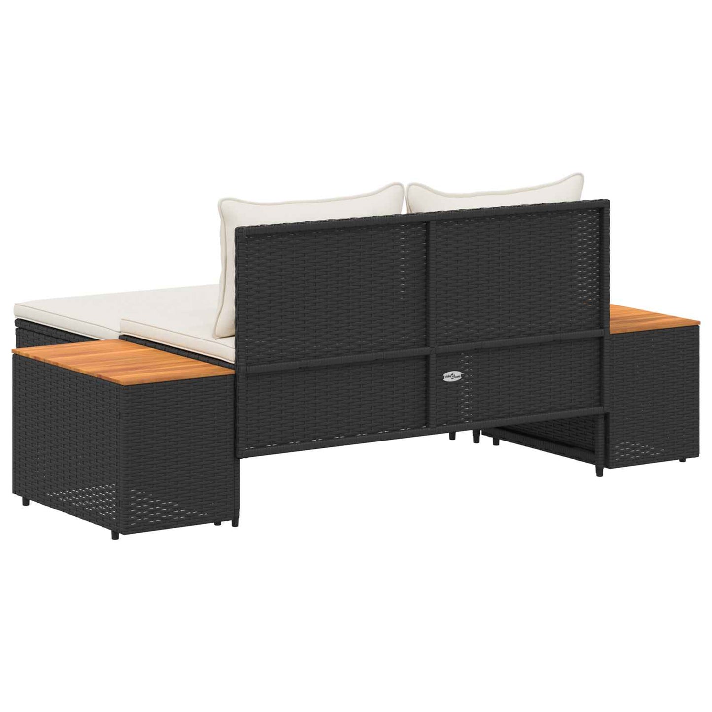 Utomhussoffset 4 pcs Svart och krämvit Poly Rattan och Akacia