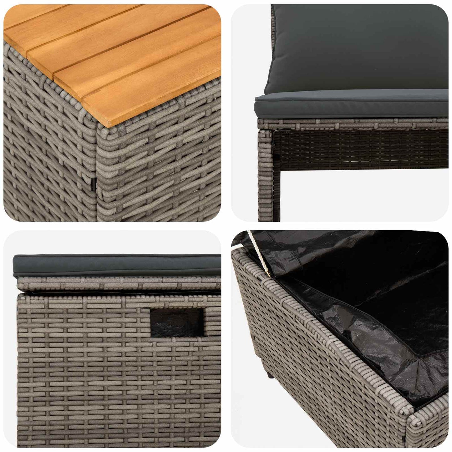 Utomhussoffset 4-Antal sittplatser 4 pcs 55 x 30 x 39 cm