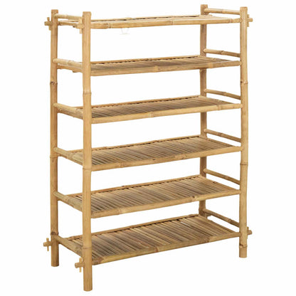 Skoställ med hylla Naturlig 6-hylla Bambu