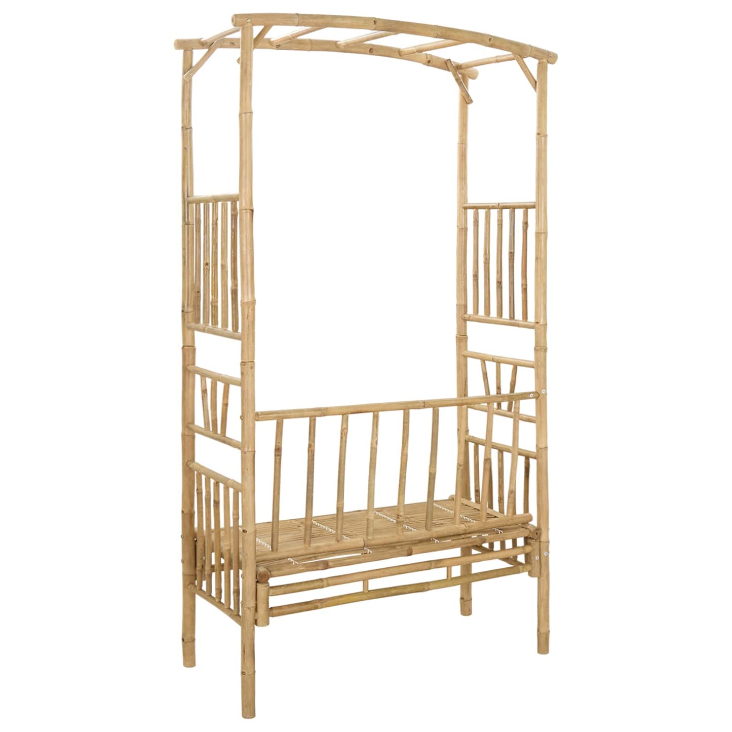 Trädgårdsbåge med bänk Naturfärg 115 x 50 x 205 cm Bambus