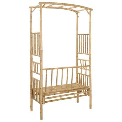 Trädgårdsbåge med bänk Naturfärg 115 x 50 x 205 cm Bambus