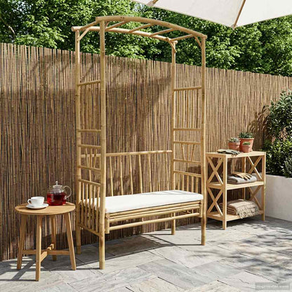 Trädgårdsbåge med bänk Naturfärg 115 x 50 x 205 cm Bambus