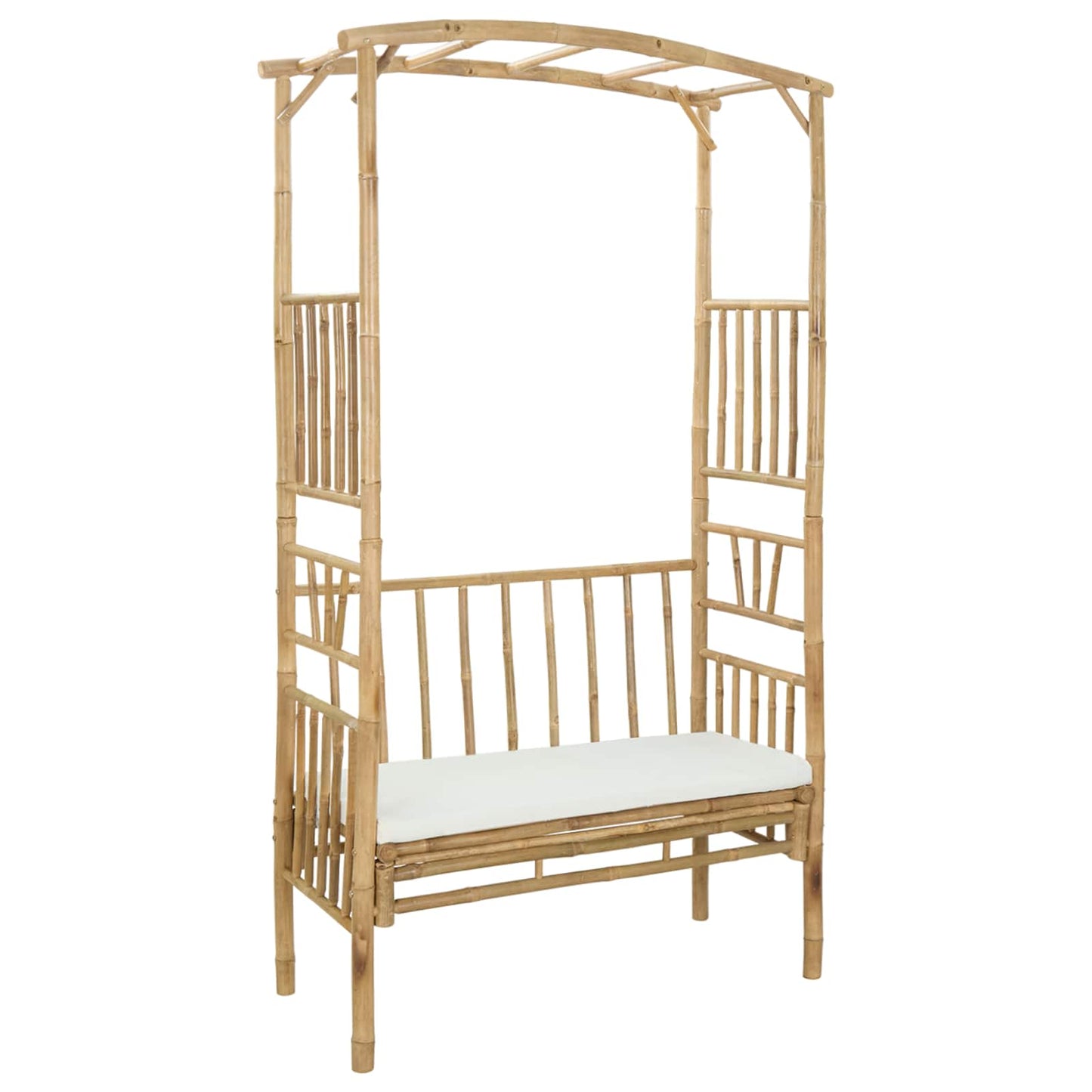 Trädgårdsbåge med bänk Naturfärg 115 x 50 x 205 cm Bambus