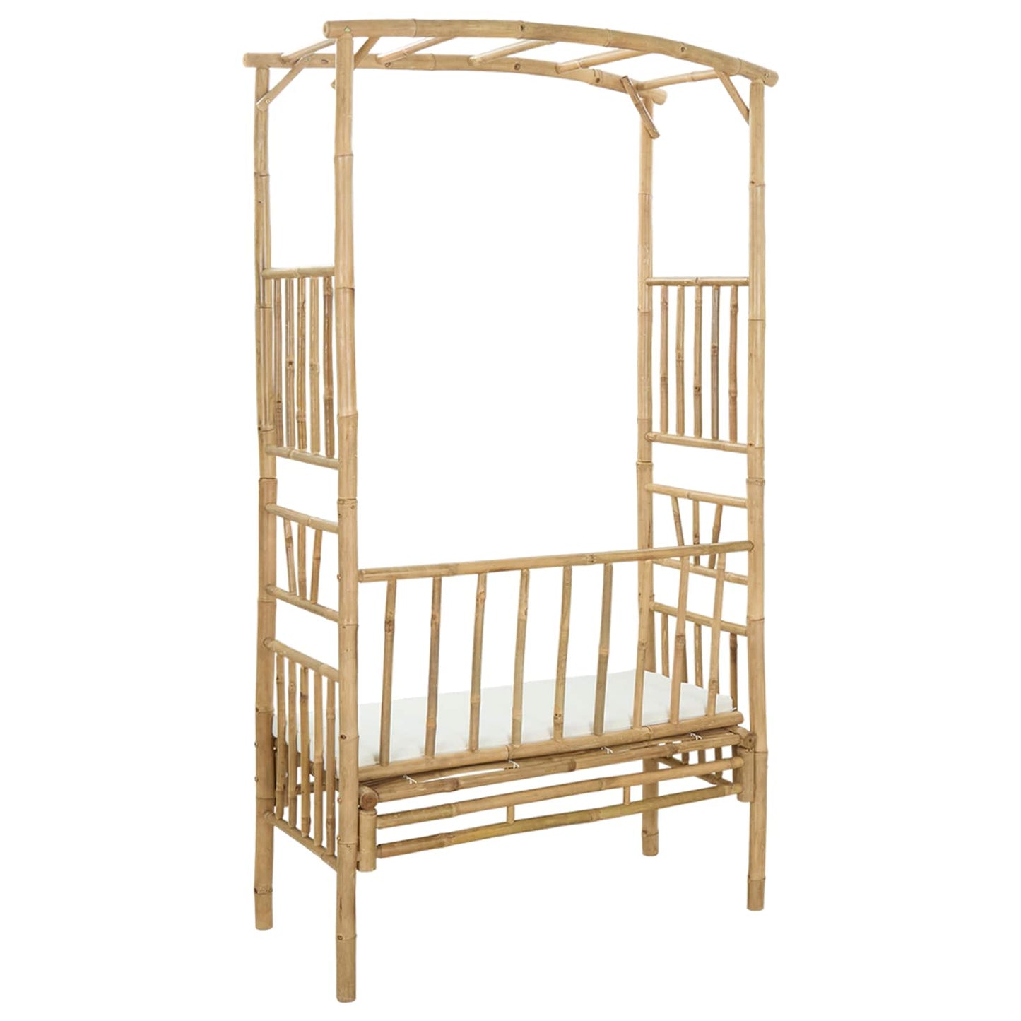 Trädgårdsbåge med bänk Naturfärg 115 x 50 x 205 cm Bambus