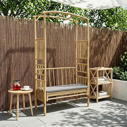 Trädgårdsbåge med bänk Naturfärg 115 x 50 x 205 cm Bambus