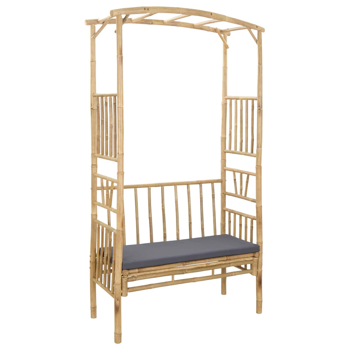 Trädgårdsbåge med bänk Naturfärg 115 x 50 x 205 cm Bambus