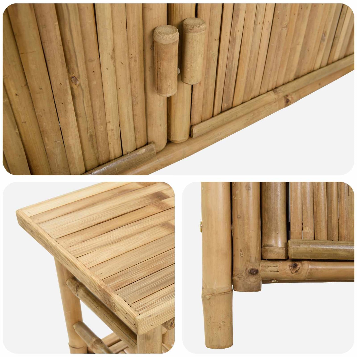 Konsolbord med hylla med dörr Naturfärg 80 x 35 x 75 cm Bambus