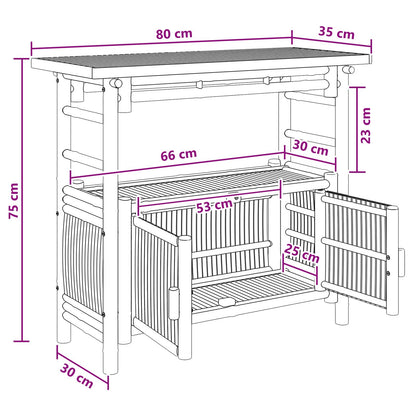 Konsolbord med hylla med dörr Naturfärg 80 x 35 x 75 cm Bambus