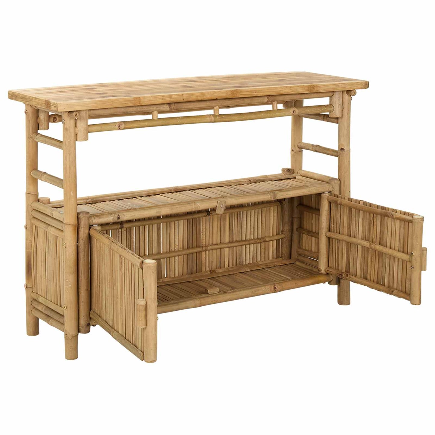 Konsolbord med hylla med dörr Naturfärg 110 x 35 x 75 cm Bambus