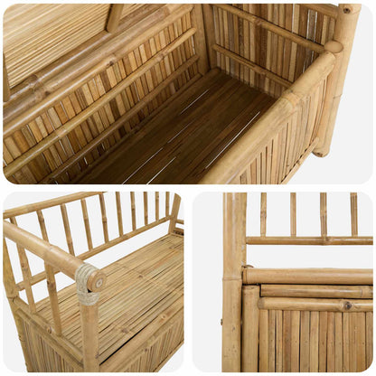 Trädgårdsförvaringsbänk Naturfärg 110 x 47 x 80 cm Bambus