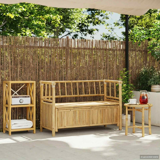 Trädgårdsförvaringsbänk Naturfärg 110 x 47 x 80 cm Bambus