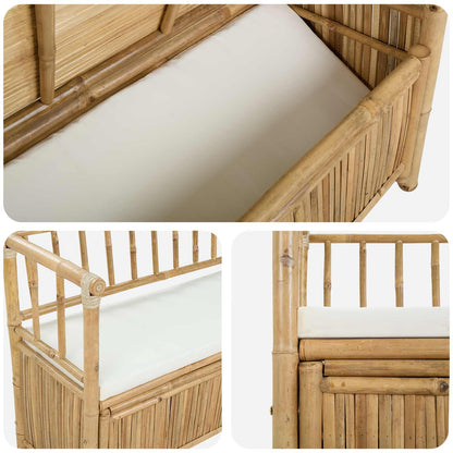 Trädgårdsförvaringsbänk Naturfärg 110 x 47 x 80 cm Bambus