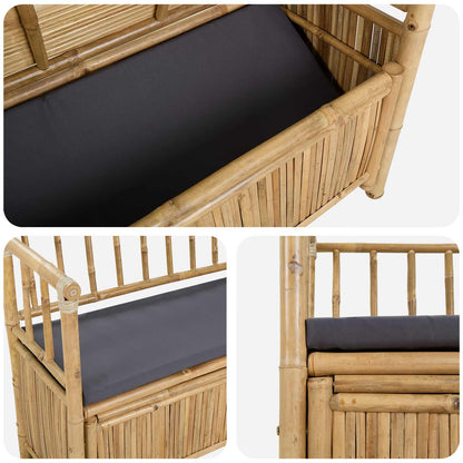 Trädgårdsförvaringsbänk Naturfärg 110 x 47 x 80 cm Bambus