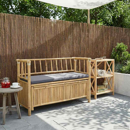 Trädgårdsförvaringsbänk Naturfärg 110 x 47 x 80 cm Bambus