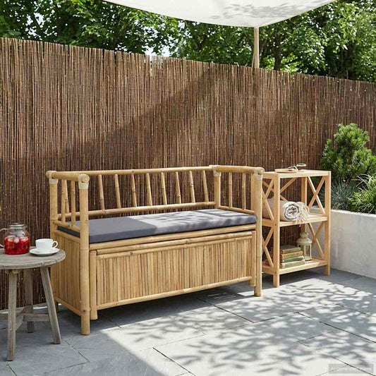 Trädgårdsförvaringsbänk Naturfärg 110 x 47 x 80 cm Bambus