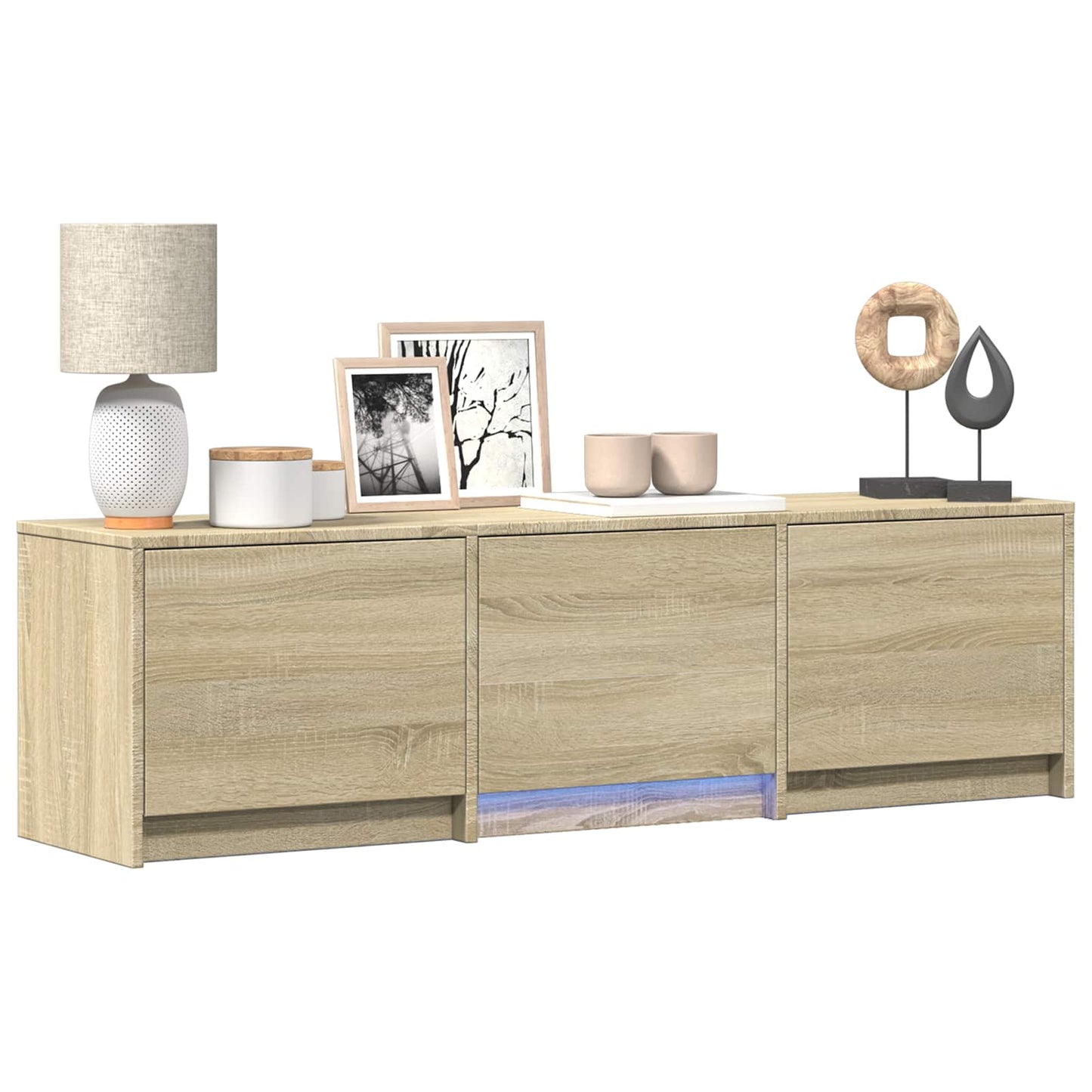 TV-bänk med LED Sonoma-ek 140 x 34 x 40 cm Konstruerat trä