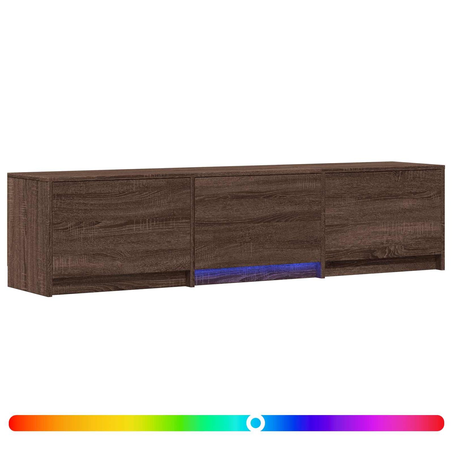 TV-bänk med LED Brun ek 165 x 34 x 40 cm Konstruerat trä