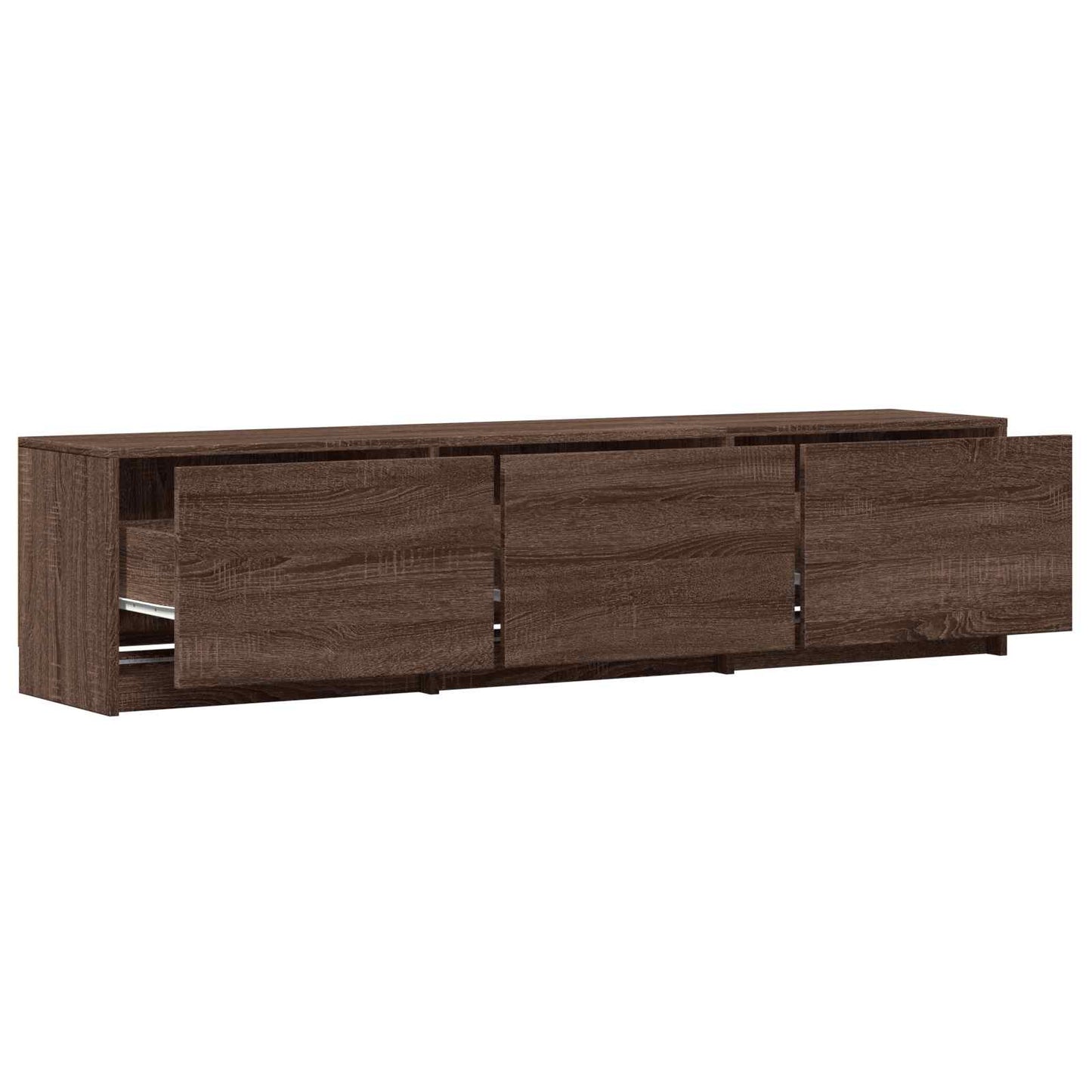 TV-bänk med LED Brun ek 165 x 34 x 40 cm Konstruerat trä