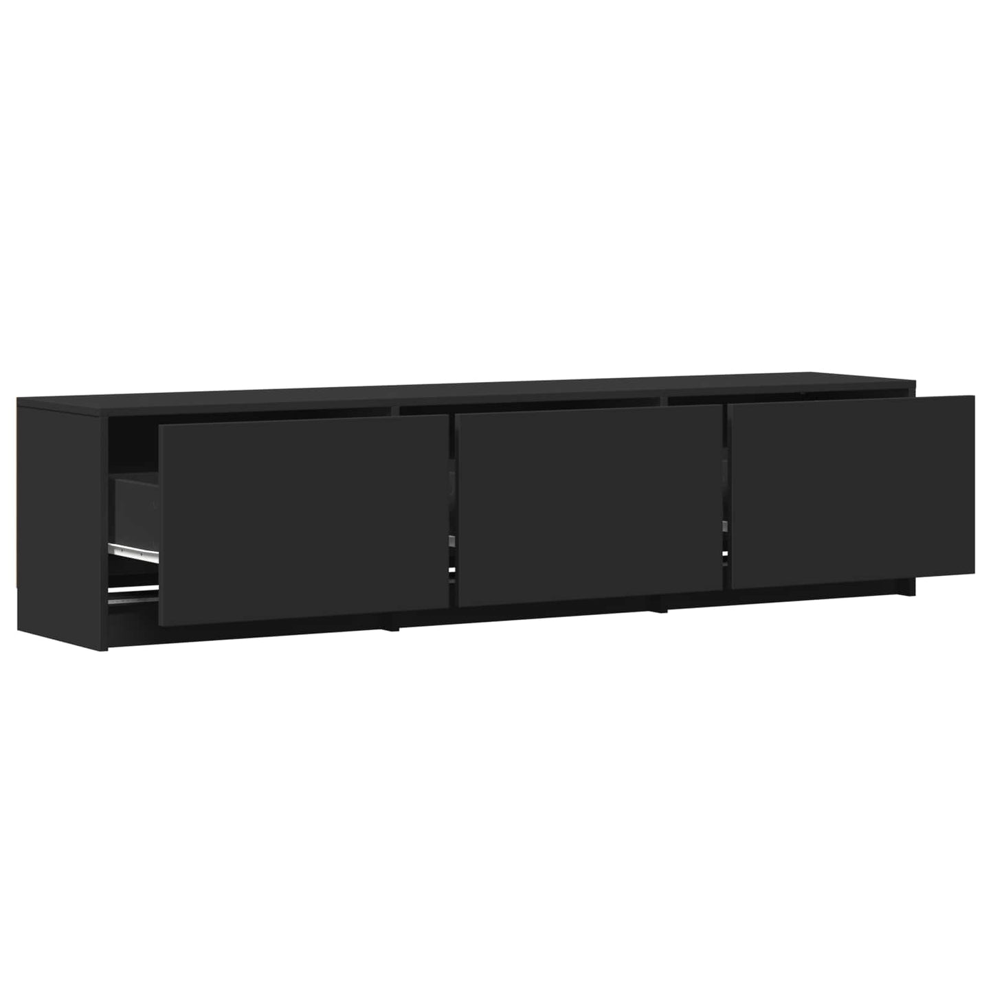 TV-bänk med LED med LED Svart 165 x 34 x 40 cm Konstruerat trä