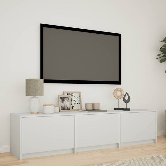 TV-bänk med LED med LED Vit 165 x 34 x 40 cm Konstruerat trä