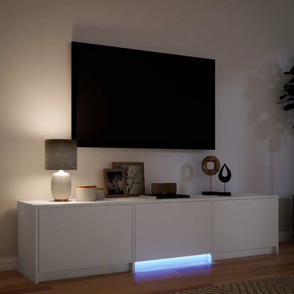 TV-bänk med LED med LED Vit 165 x 34 x 40 cm Konstruerat trä