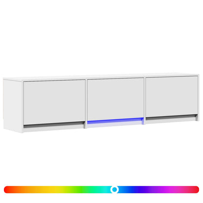 TV-bänk med LED med LED Vit 165 x 34 x 40 cm Konstruerat trä