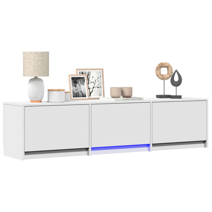 TV-bänk med LED med LED Vit 165 x 34 x 40 cm Konstruerat trä