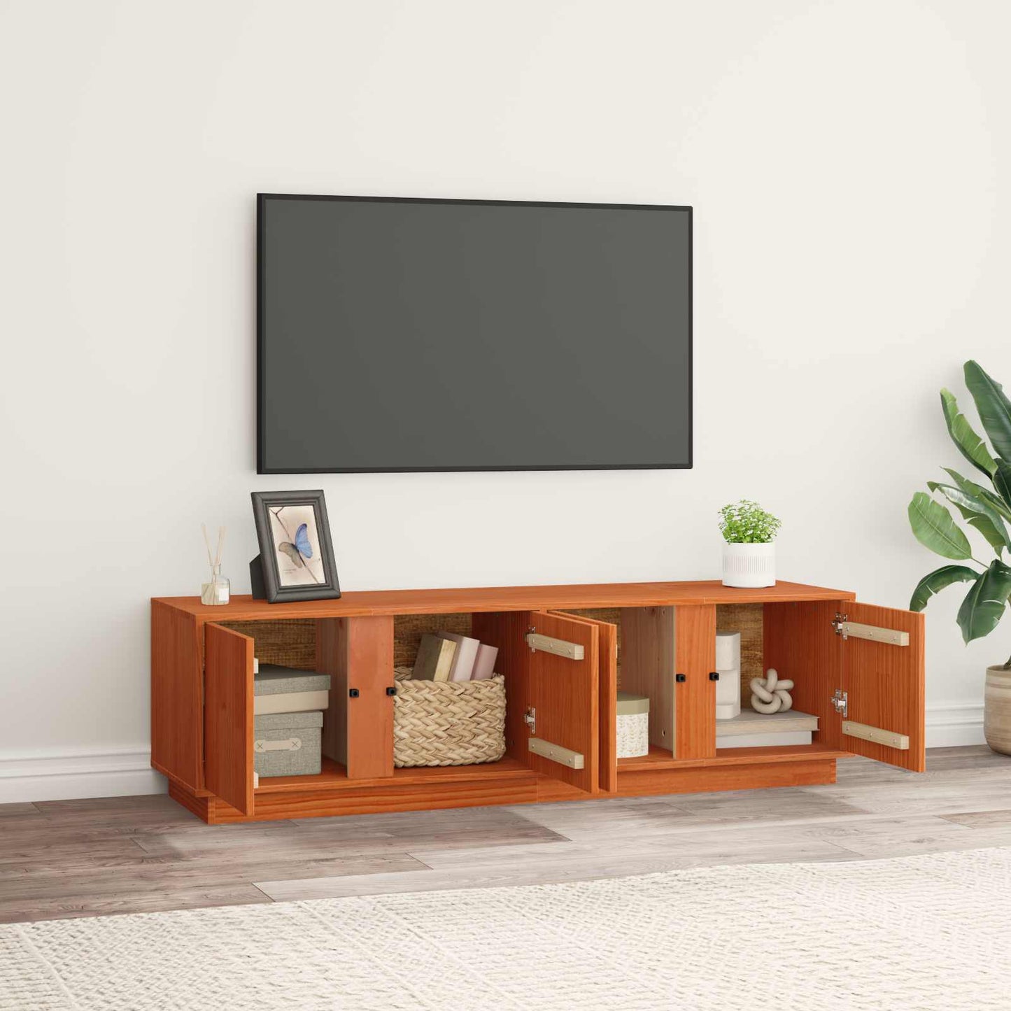 TV-Möbel Brun TV-skåp VaxBrun 140 x 40 x 40 cm Massivt furu
