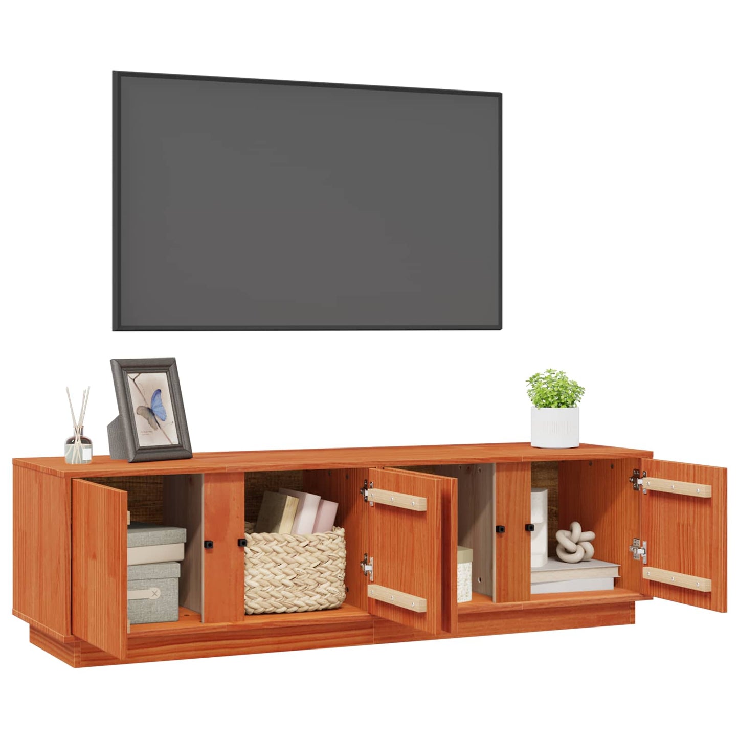 TV-Möbel Brun TV-skåp VaxBrun 140 x 40 x 40 cm Massivt furu
