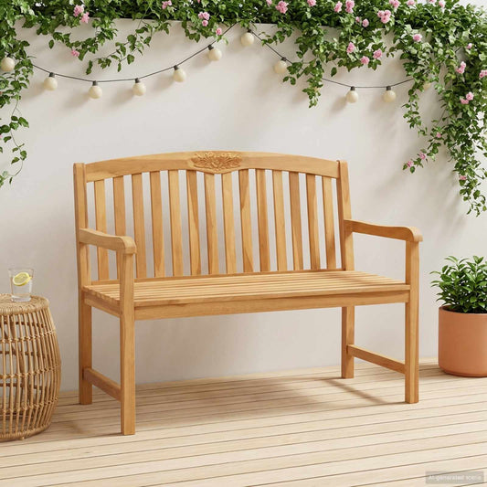 Handsnidad Rosabänk Naturlig 114 x 60,5 x 95 cm Massivt teakträ