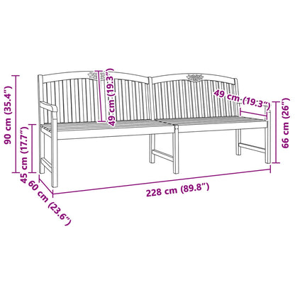 Handsnidad Rosabänk Naturlig 228 x 60 x 90 cm Massivt teakträ
