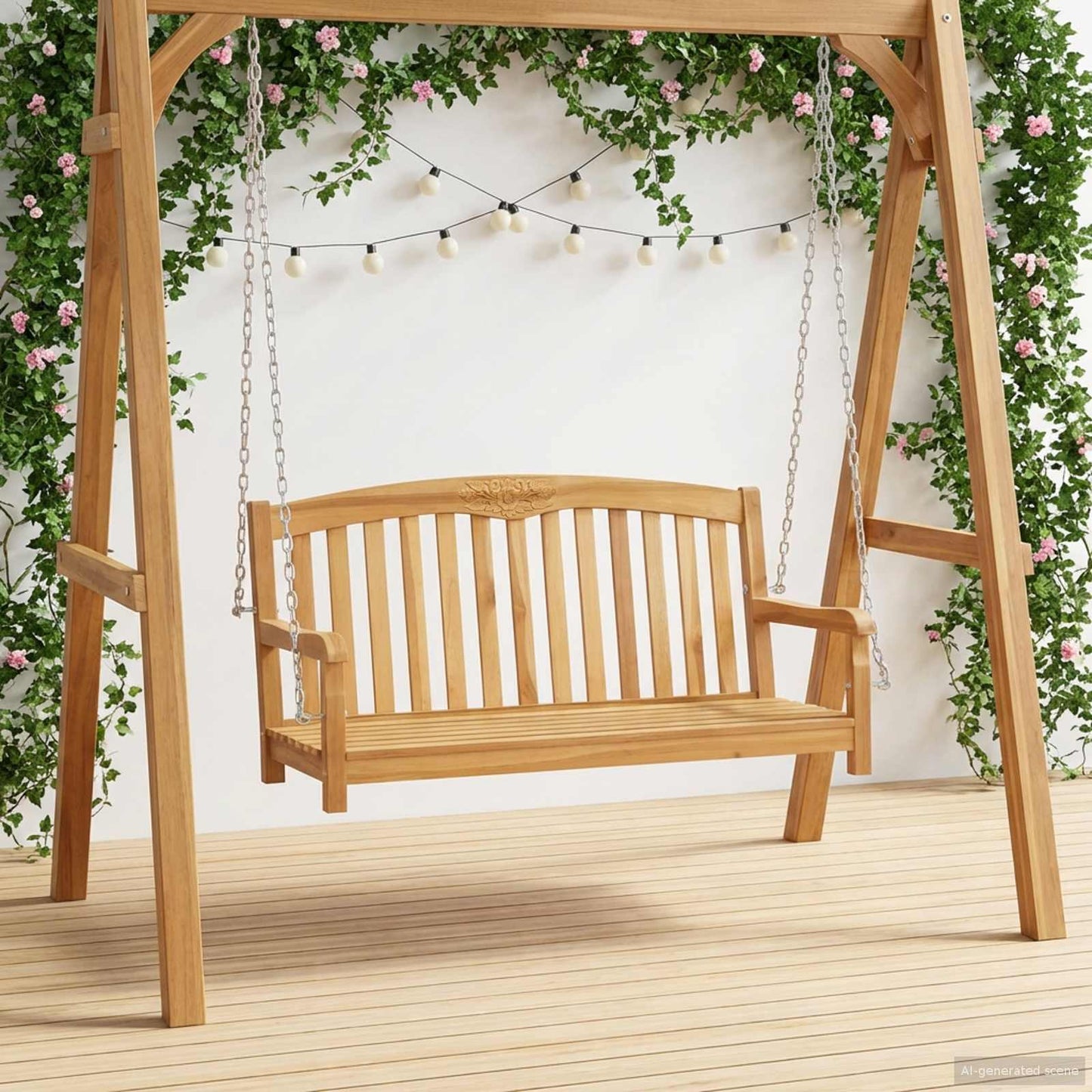 Gungbänk Naturlig 114 x 61 x 61,5 cm Massivt teakträ