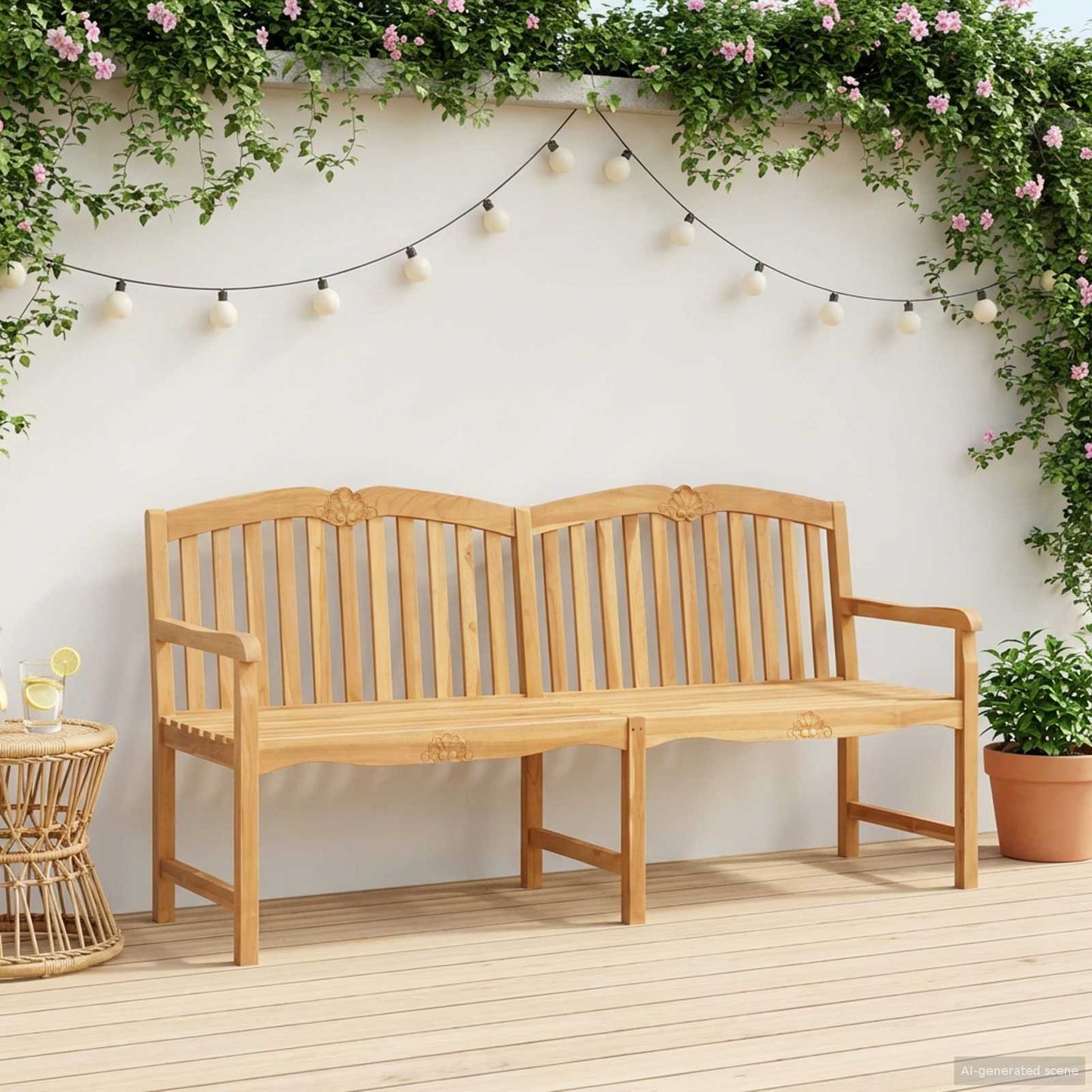 Handsnidad Rosabänk Naturlig 180,5 x 60 x 96 cm Massivt teakträ