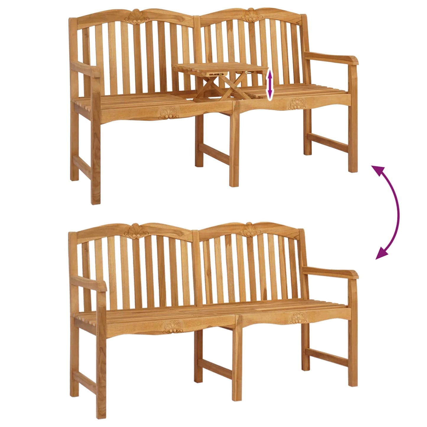 Handsnidad Rosabänk Naturlig 155 x 60 x 94 cm Massivt teakträ