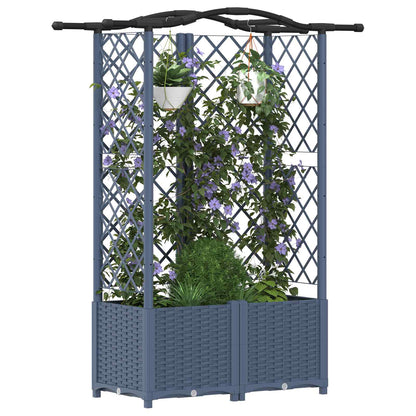 Upphöjd Bädd med Spaljé och Tak Grå 122 x 40 x 141 cm PP