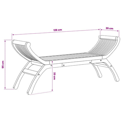 Trädgårdsbänk 2 -Seater 126 cm Massivt teakträ Naturlig