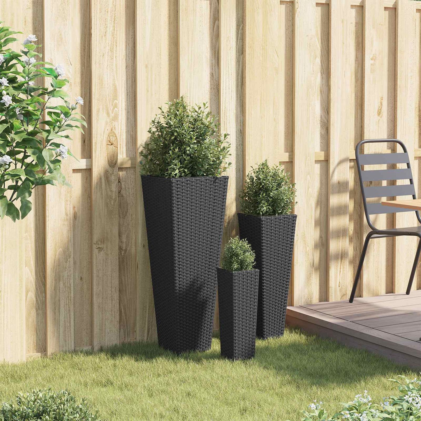 Utomhus Blomkruka Metall 3 pcs Svart Metall
