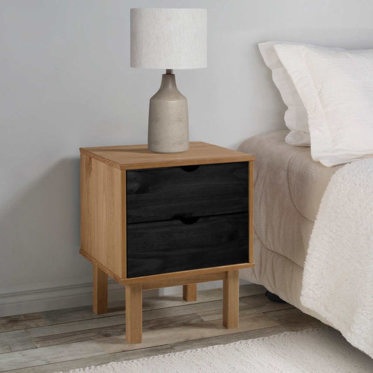 Sängbord OTTA Svart 45 x 39 x 57 cm Massiv furu
