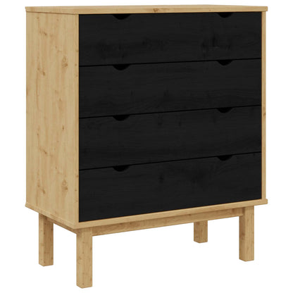 Kommode med låda OTTA Svart 76,5 x 39,5 x 90 cm Massiv furu