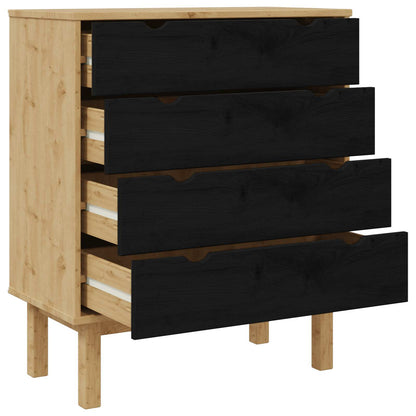 Kommode med låda OTTA Svart 76,5 x 39,5 x 90 cm Massiv furu