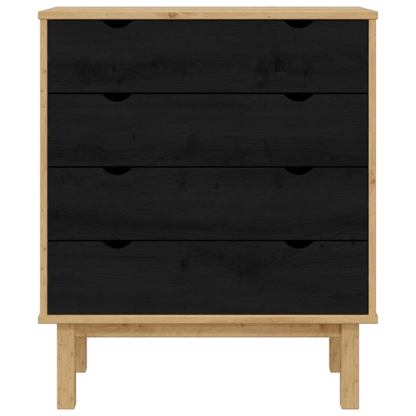 Kommode med låda OTTA Svart 76,5 x 39,5 x 90 cm Massiv furu