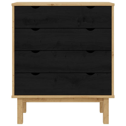 Kommode med låda OTTA Svart 76,5 x 39,5 x 90 cm Massiv furu