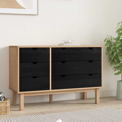 Lådans skåp med låda OTTA Svart 111 x 43 x 73,5 cm Massiv furu