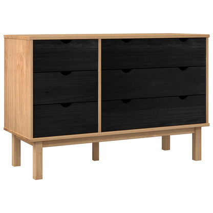 Lådans skåp med låda OTTA Svart 111 x 43 x 73,5 cm Massiv furu