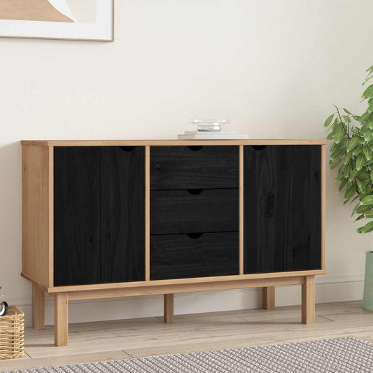 Sideboard OTTA Svart 113,5 x 43 x 73 cm Massiv furu