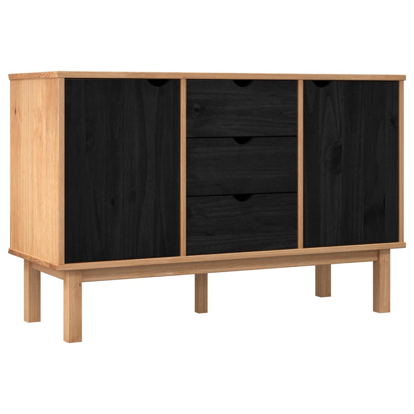 Sideboard OTTA Svart 113,5 x 43 x 73 cm Massiv furu