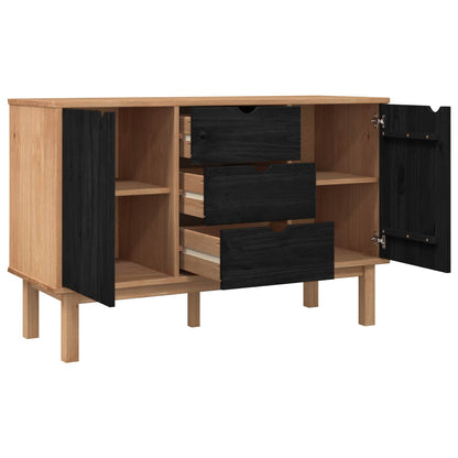 Sideboard OTTA Svart 113,5 x 43 x 73 cm Massiv furu